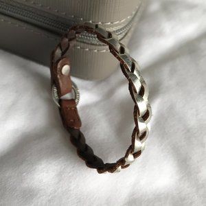 Hollister Silver Braided Leather Bracelet